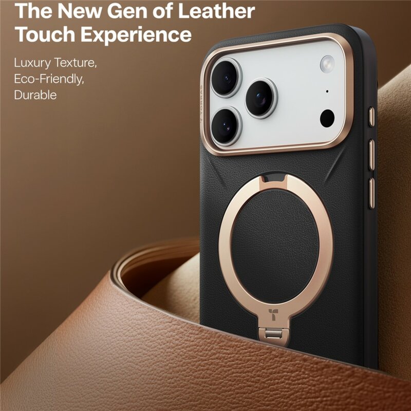 Husa iPhone 17 Pro Torras QPRO Leather Series, negru