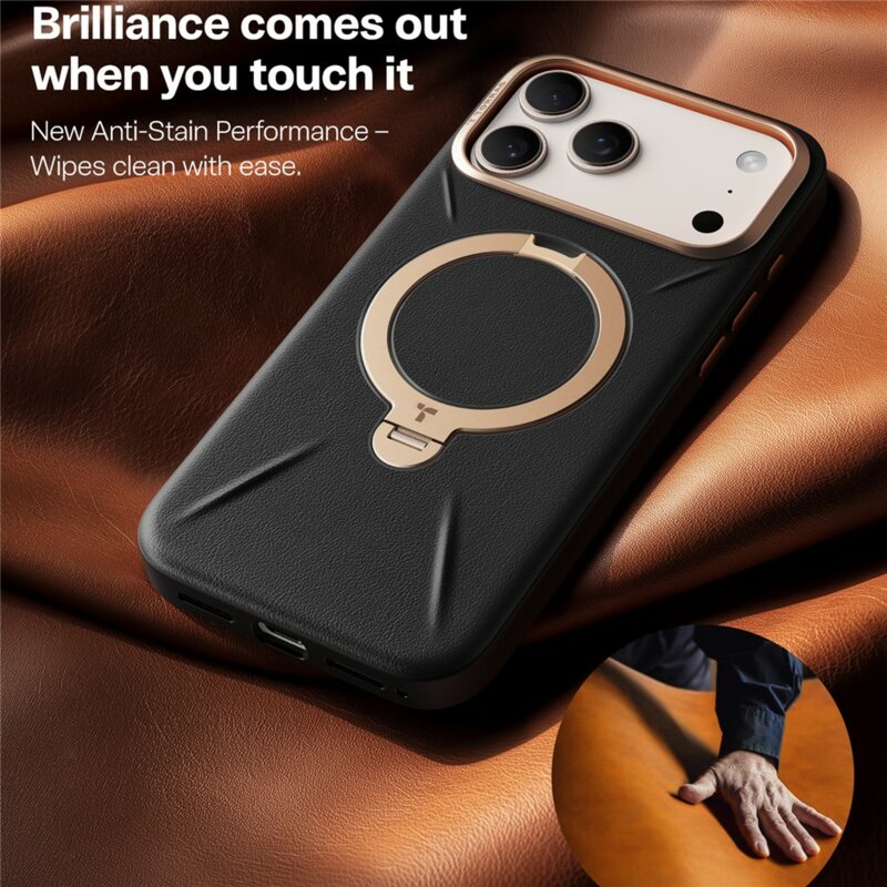 Husa iPhone 17 Pro Torras QPRO Leather Series, negru