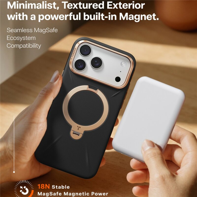 Husa iPhone 17 Pro Torras QPRO Leather Series, negru