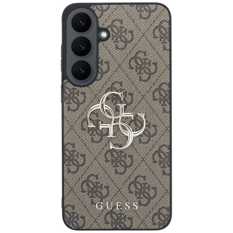 Husa Samsung Galaxy S26 FE Guess Leather 4G Metal Logo, maro, GUHCS26FE4GMGBR