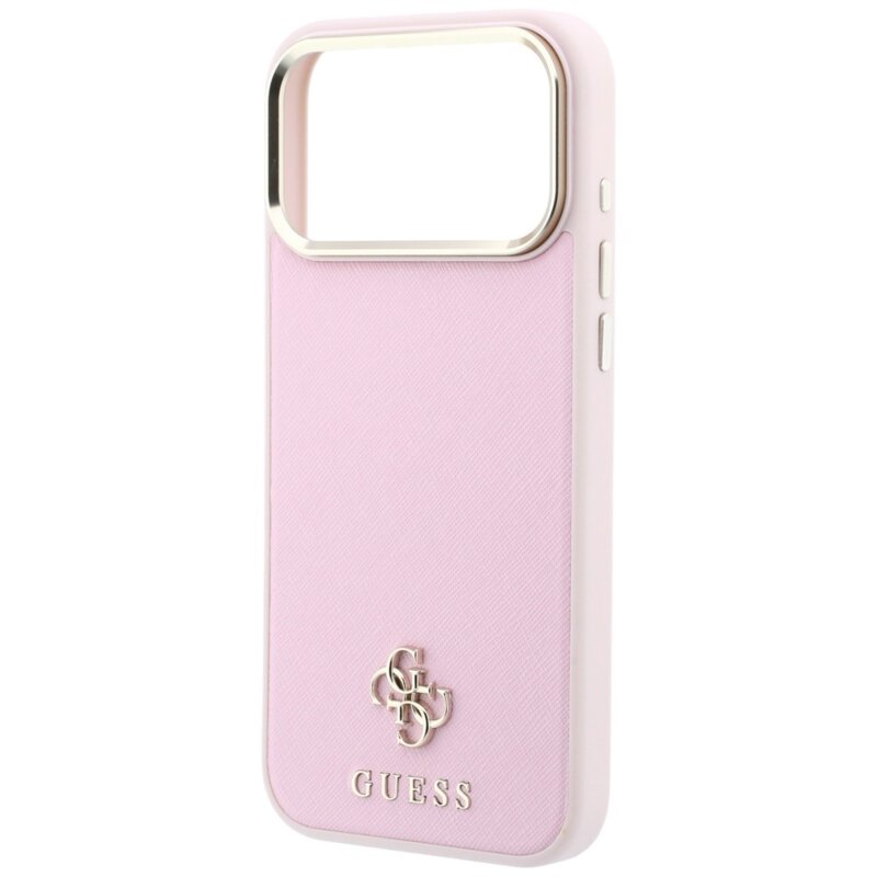 Husa Guess Saffiano Small 4G Classic MagSafe iPhone 18 Pro Max, roz, GUHMP18X6PSA4DMP