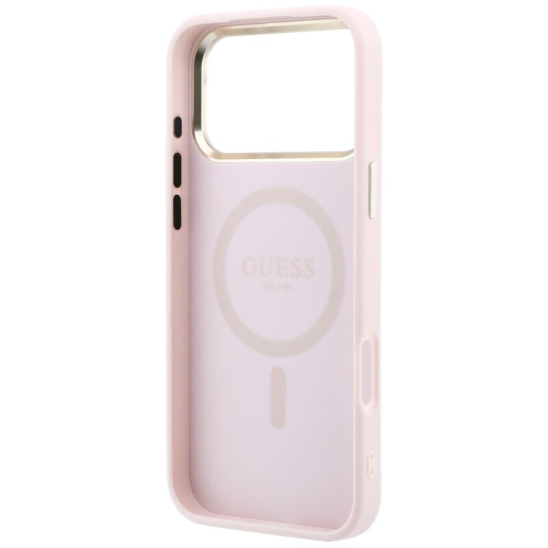 Husa Guess Saffiano Small 4G Classic MagSafe iPhone 18 Pro Max, roz, GUHMP18X6PSA4DMP
