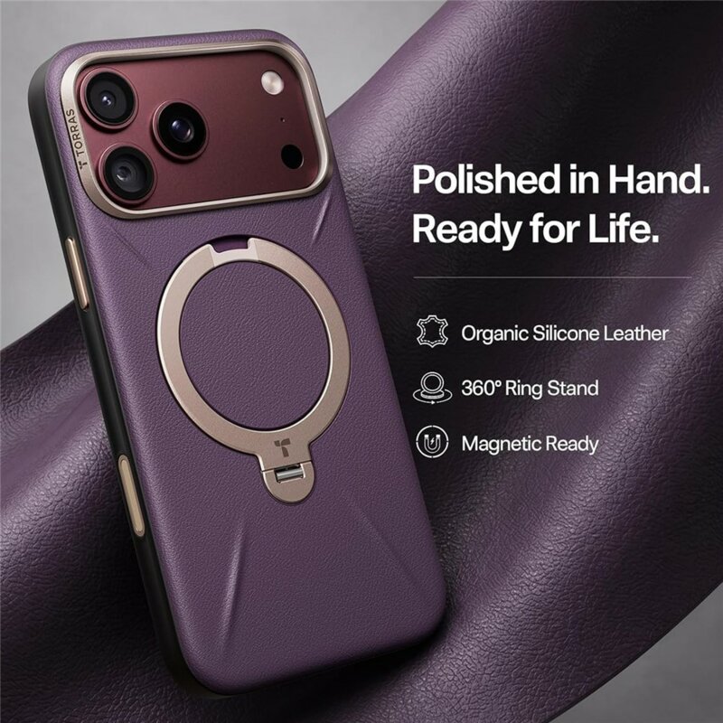 Husa iPhone 17 Pro Torras QPRO Leather Series, mov