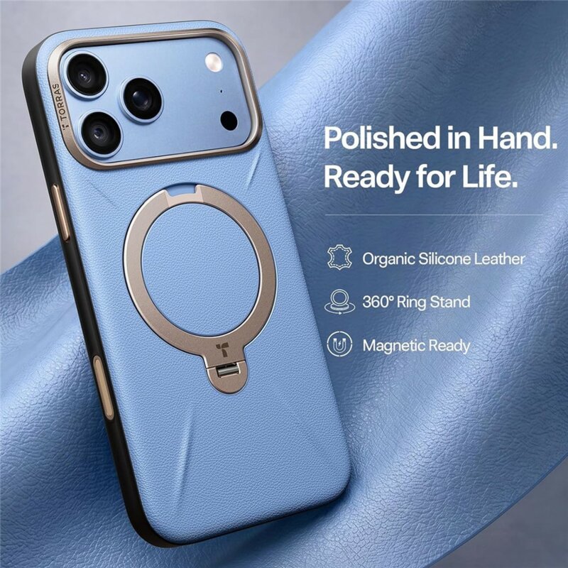 Husa iPhone 18 Pro Torras QPRO Leather Series, albastru
