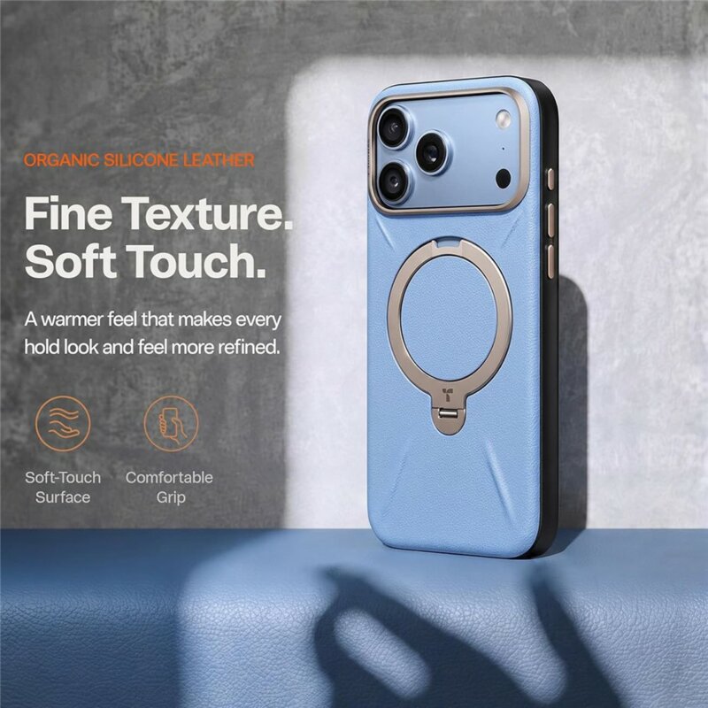Husa iPhone 17 Pro Torras QPRO Leather Series, albastru