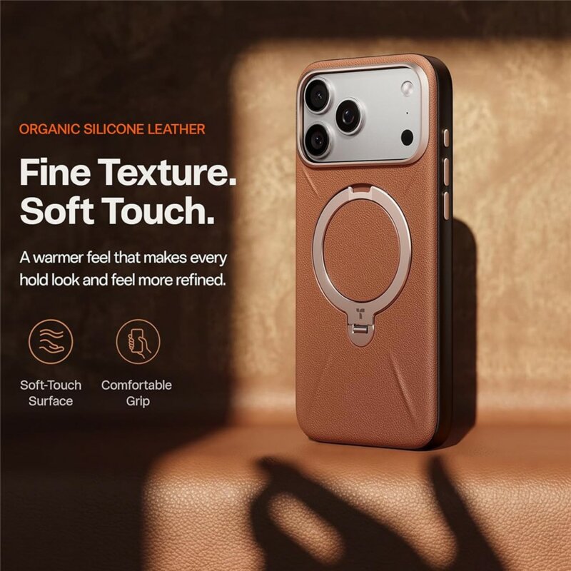 Husa iPhone 17 Pro Torras QPRO Leather Series, maro