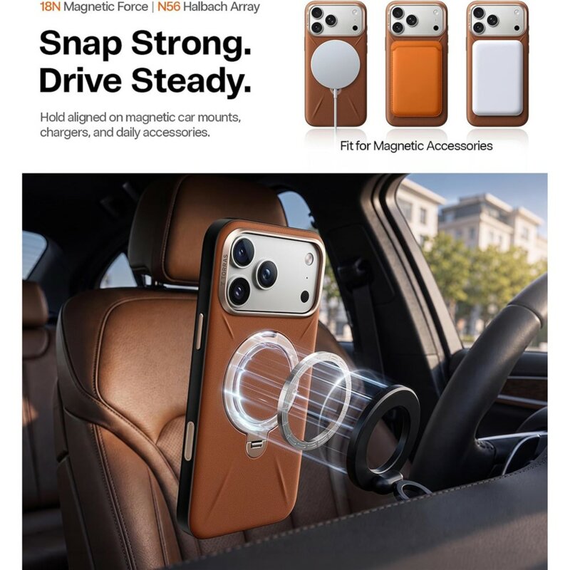 Husa iPhone 18 Pro Max Torras QPRO Leather Series, maro