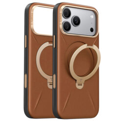 Husa iPhone 17 Pro Max Torras QPRO Leather Series, maro