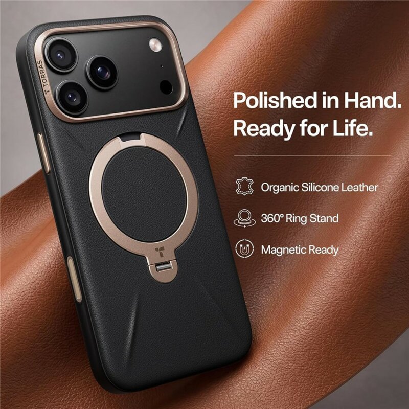 Husa iPhone 17 Pro Torras QPRO Leather Series, negru