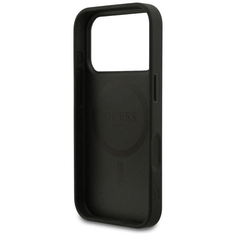 Husa iPhone 18 Pro Guess 4G Small and Classic Logo MagSafe, negru, GUHMP18LP4SM4MK