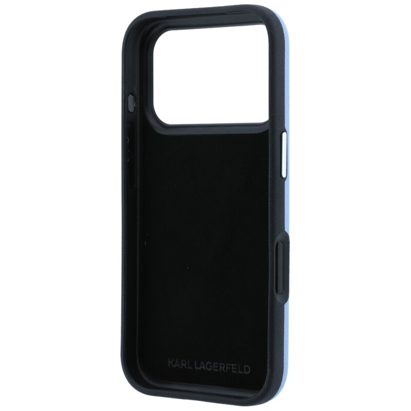 Husa originala iPhone 18 Pro Max Karl Lagerfeld Saffiano with K&C Heads Pins and Logo, albastru, KLHCP18XPSWFDHPB