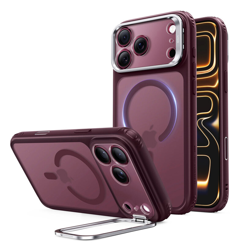 Husa iPhone 18 Pro Max ESR Classic Hybrid HaloLock Kickstand, bordo