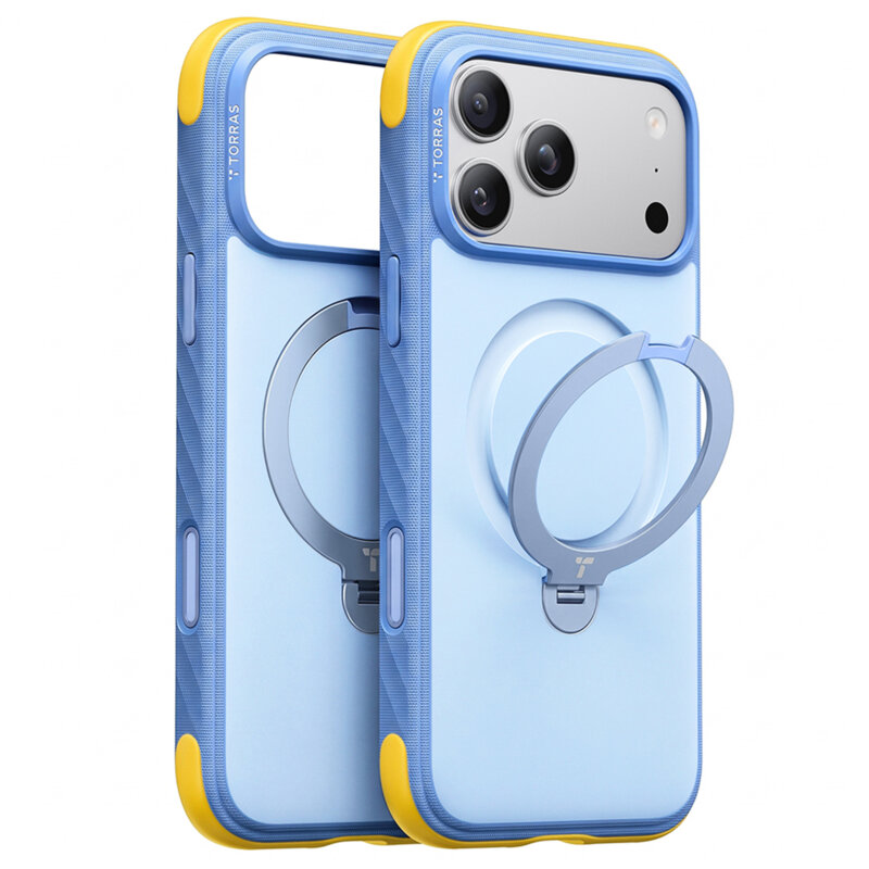 Husa iPhone 17 Pro Torras Ostand Q3 Rugged, bleu