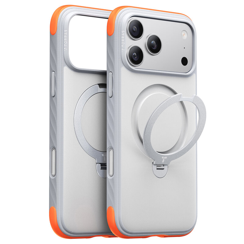 Husa iPhone 17 Pro Max Torras Ostand Q3 Rugged, alb
