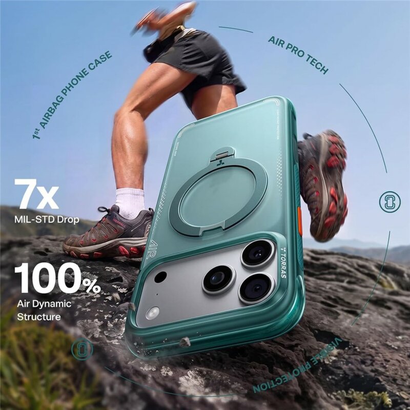 Husa iPhone 17 Pro Max Torras Ostand Q3 Air Series, verde