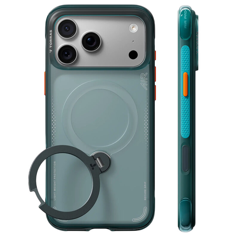 Husa iPhone 17 Pro Torras Ostand Q3 Air Series, verde