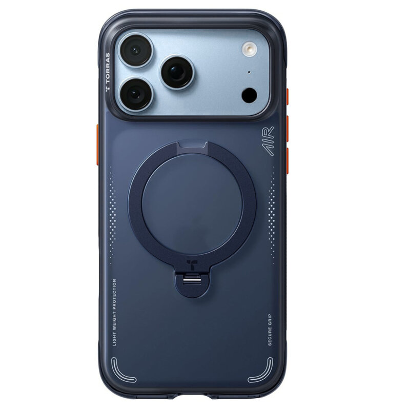 Husa iPhone 17 Pro Torras Ostand Q3 Air Series, bleumarin