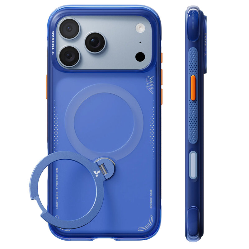 Husa iPhone 17 Pro Torras Ostand Q3 Air Series, albastru