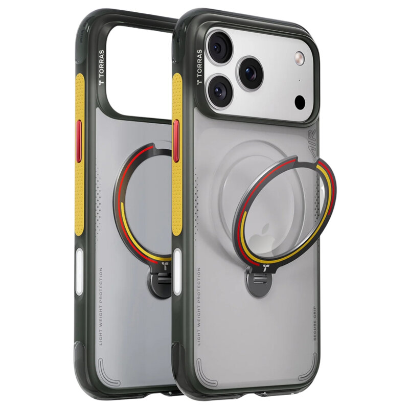 Husa iPhone 17 Pro Torras Ostand Q3 Air Football Series, gri