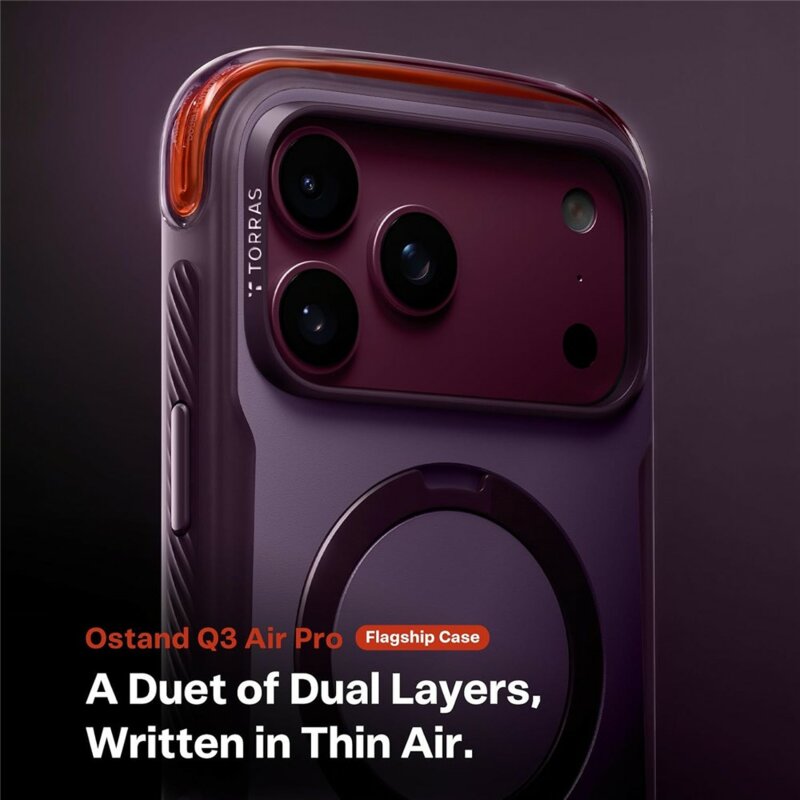 Husa iPhone 17 Pro Torras Ostand Q3 Air Pro, mov