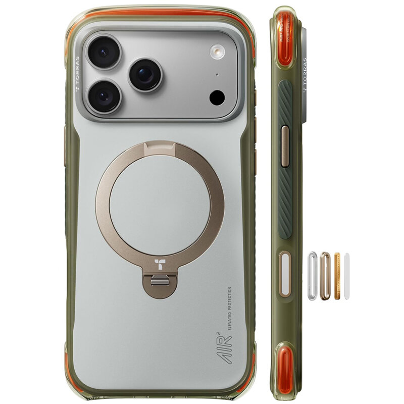 Husa iPhone 17 Pro Torras Ostand Q3 Air Pro, alb