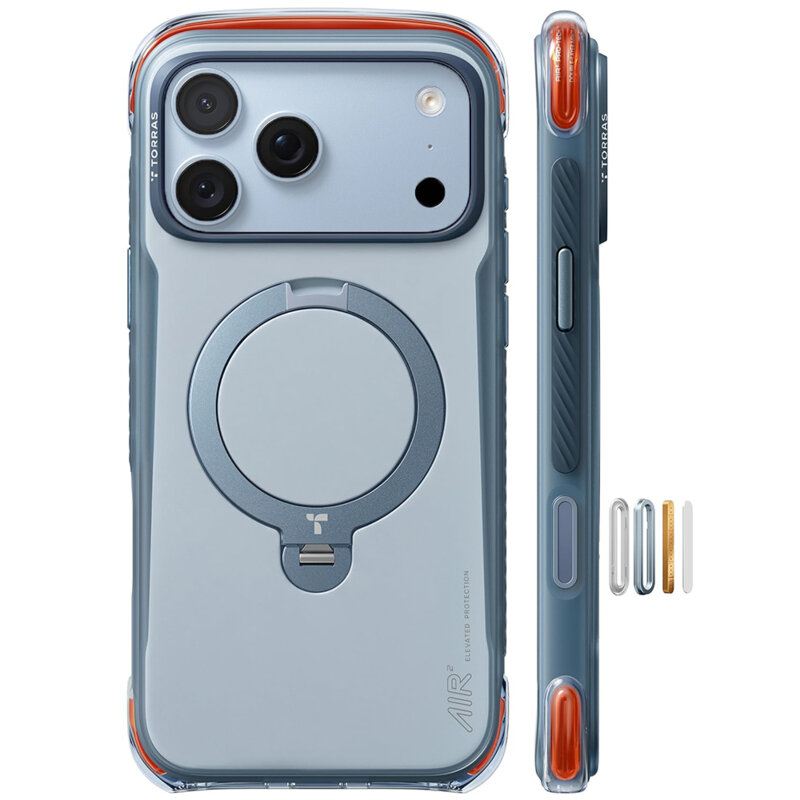 Husa iPhone 18 Pro Max Torras Ostand Q3 Air Pro, bleu