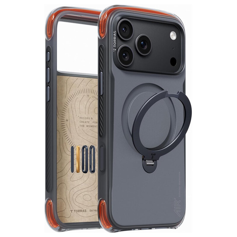 Husa iPhone 17 Pro Max Torras Ostand Q3 Air Pro, negru