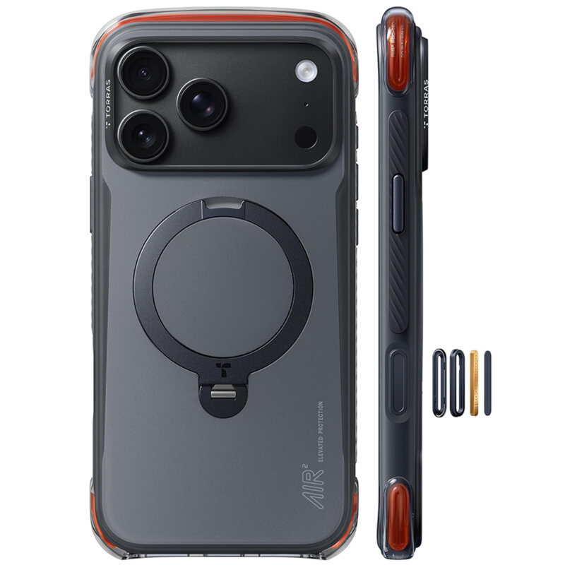 Husa iPhone 17 Pro Max Torras Ostand Q3 Air Pro, negru