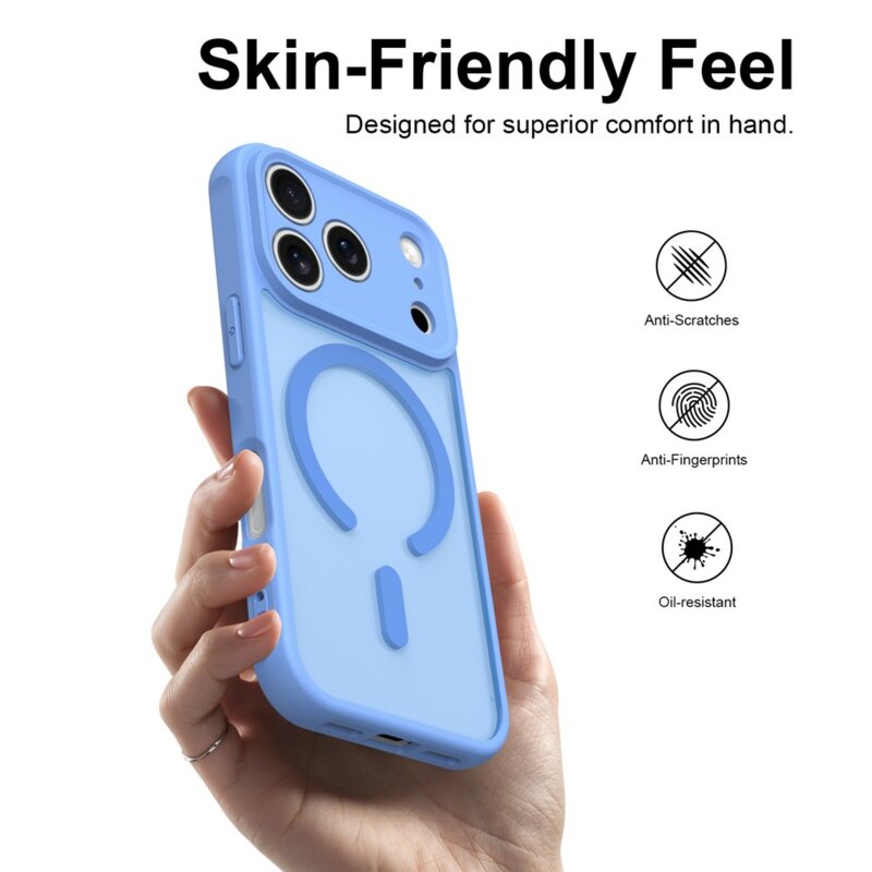 Husa iPhone 17 Pro Max Techsuit HaloFrost II MagSafe, bleu
