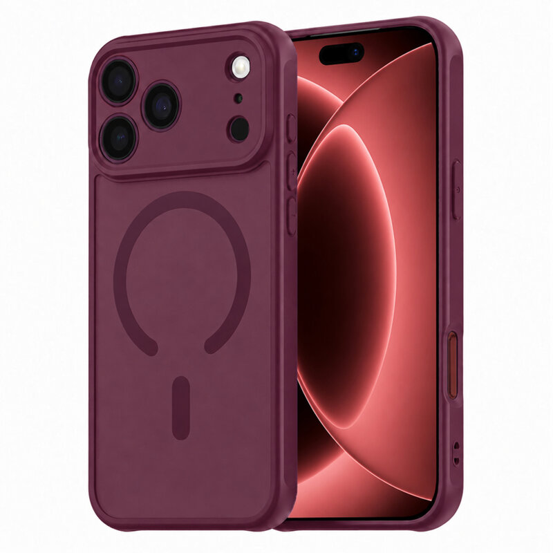 Husa iPhone 17 Pro Max Techsuit HaloFrost II MagSafe, burgundy