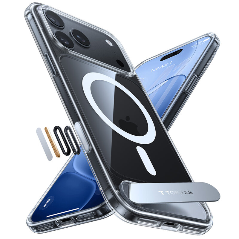 Husa iPhone 17 Pro Torras Ostand L1 Guardian, transparenta