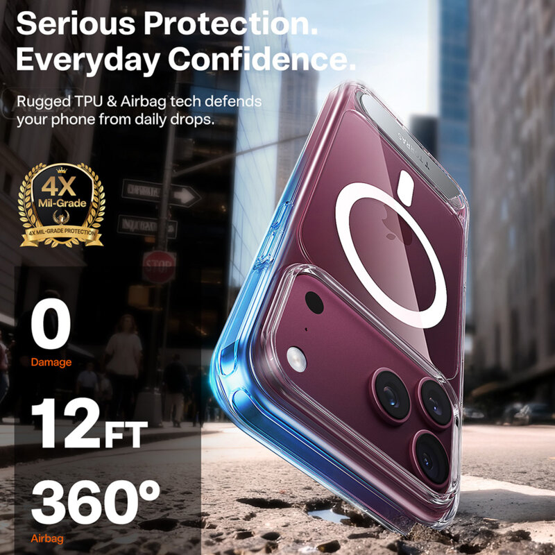 Husa iPhone 17 Pro Torras Ostand L1 Guardian, transparenta