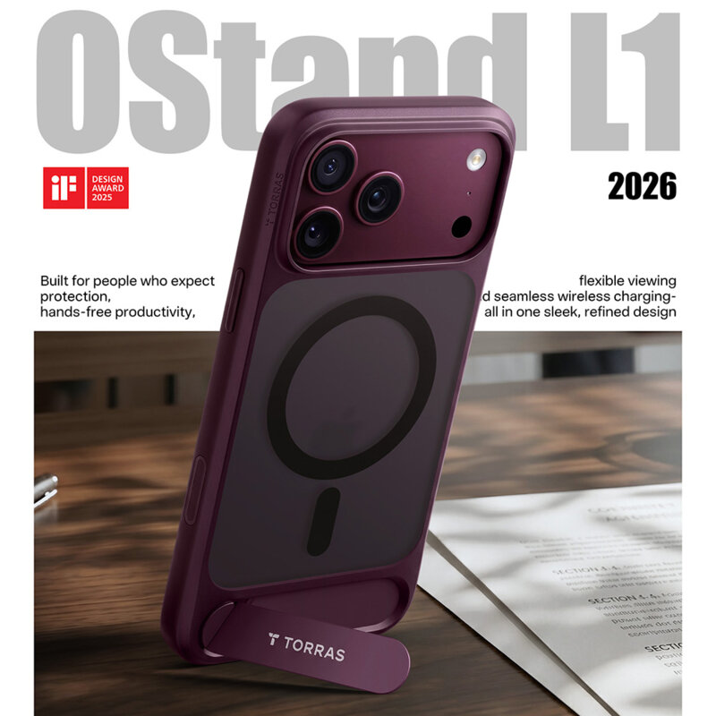 Husa iPhone 17 Pro Torras Ostand L1 Guardian, mov