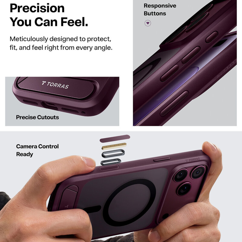 Husa iPhone 17 Pro Torras Ostand L1 Guardian, mov