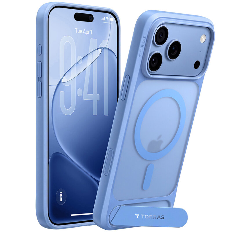 Husa iPhone 18 Pro Torras Ostand L1 Guardian, albastru