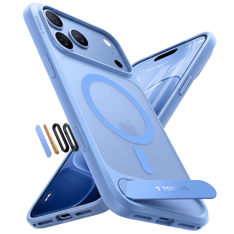 Husa iPhone 18 Pro Max Torras Ostand L1 Guardian, albastru