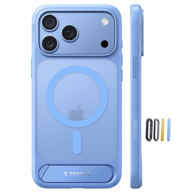 Husa iPhone 17 Pro Max Torras Ostand L1 Guardian, albastru