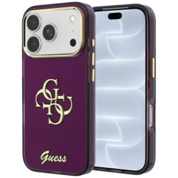 Husa Guess IML 4G Metal Script iPhone 18 Pro, bordo, GUHCP18L5HC4MLSU