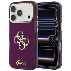 Husa Guess IML 4G Metal Script iPhone 17 Pro, bordo, GUHCP18L5HC4MLSU