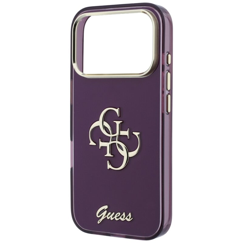 Husa Guess IML 4G Metal Script iPhone 17 Pro, bordo, GUHCP18L5HC4MLSU