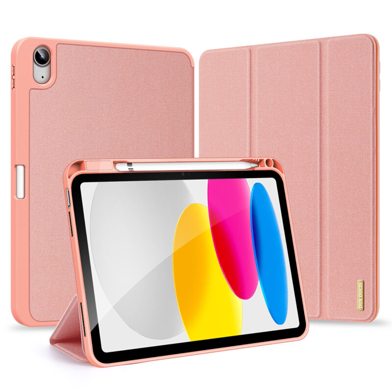 Husa iPad 10 (2022) 10.9 cu suport stylus Dux Ducis Domo Series, roz