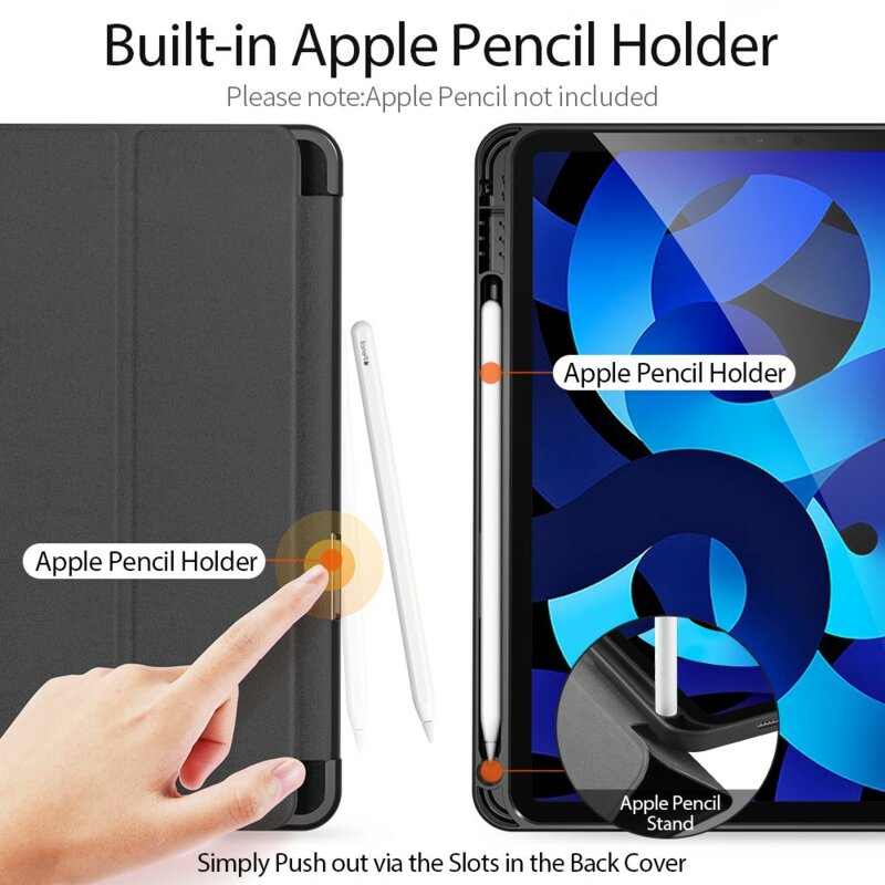 Husa iPad Air 5 (2022) cu suport stylus Dux Ducis Domo Series, negru