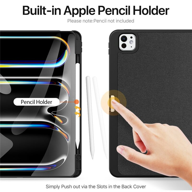 Husa iPad Pro 13 (2025) cu suport stylus Dux Ducis Domo Series, negru