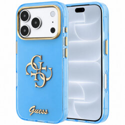 Husa Guess IML 4G Metal Script iPhone 18 Pro, bleu, GUHCP18L5HC4MLSL