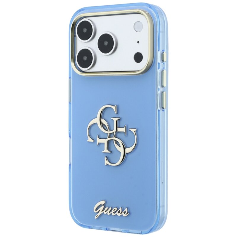 Husa Guess IML 4G Metal Script iPhone 17 Pro, bleu, GUHCP18L5HC4MLSL