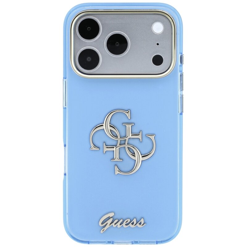 Husa Guess IML 4G Metal Script iPhone 17 Pro, bleu, GUHCP18L5HC4MLSL