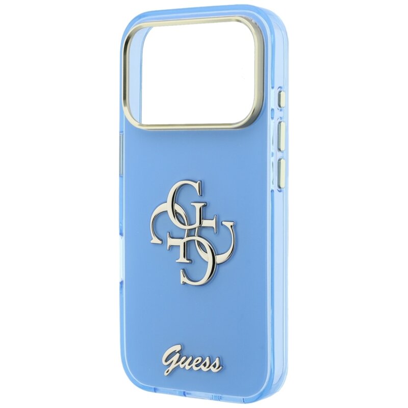 Husa Guess IML 4G Metal Script iPhone 17 Pro, bleu, GUHCP18L5HC4MLSL
