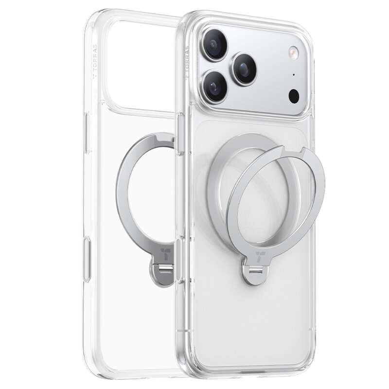 Husa iPhone 18 Pro Torras Ostand Spin Series, transparenta