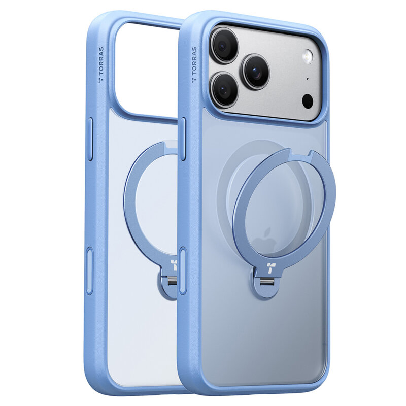Husa iPhone 17 Pro Torras Ostand Spin Series, albastru