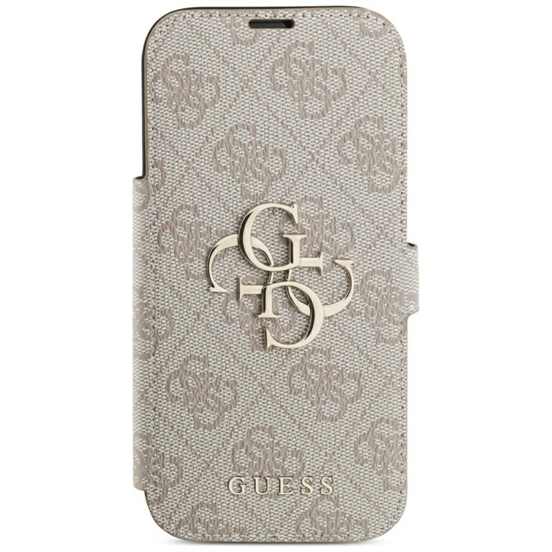 Husa tip carte iPhone 17 Pro Guess Book 4G Metal Logo, roz, GUBKP18L4GMGPI